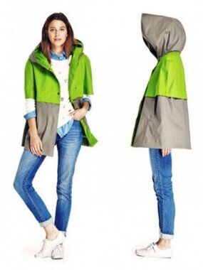 TROUT RAINWEAR Sevan Cape Jacket, grey and green, sz M